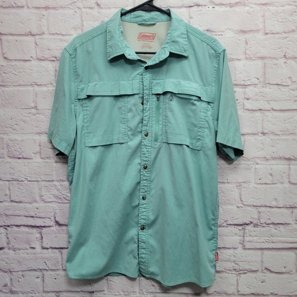 Coleman Other - Coleman Button Down‎ Fishing Shirt Mens L Teal Blue Gorp Hiking Outdoor Utility
